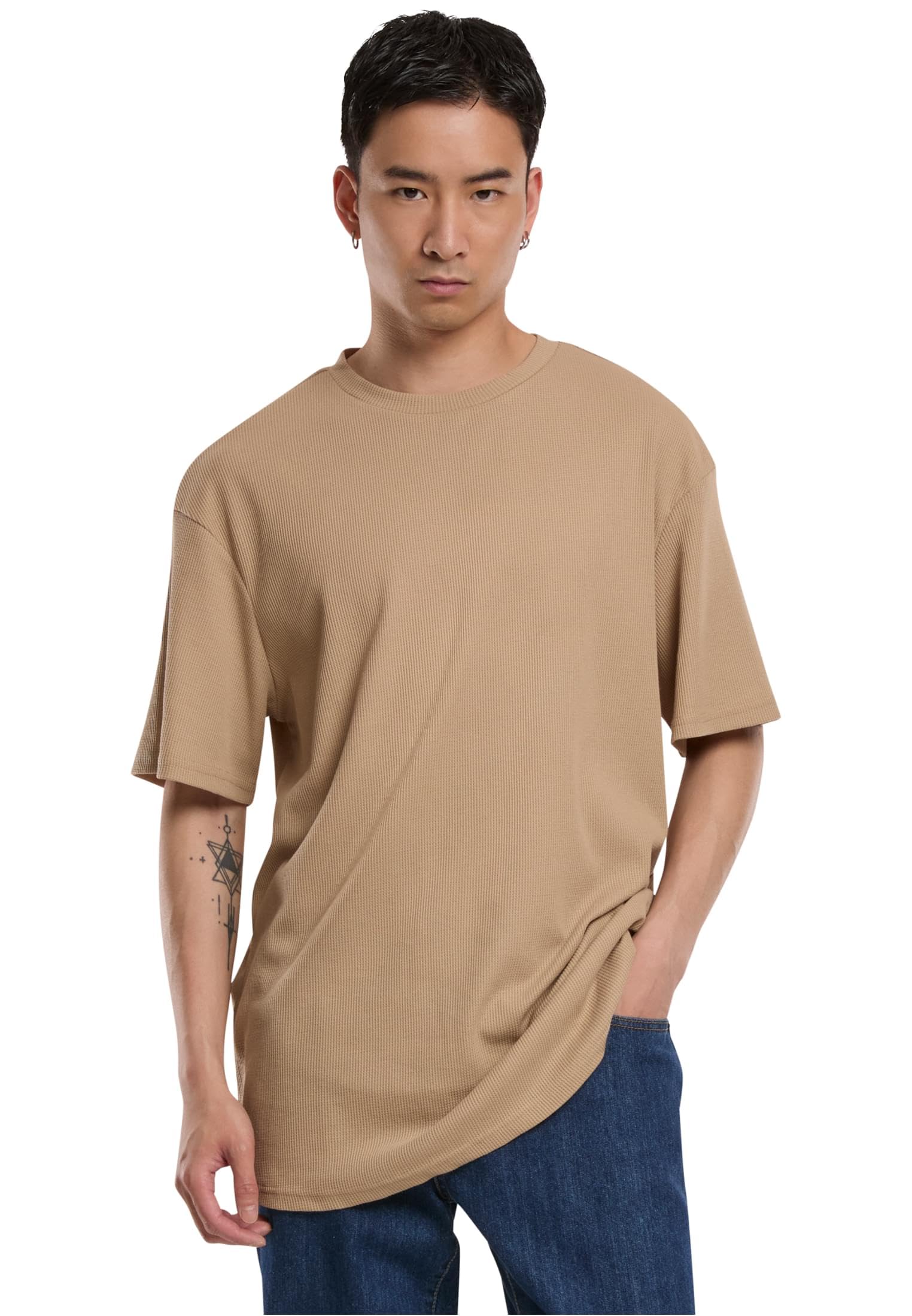 Urban Classics Men's Union Beige Waffle Tee T-Shirt, Unionbeige,