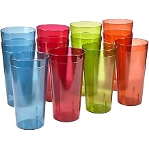 US Acrylic Caf  32 oz Plastik Restoran Tarz   stiflenebilir Buzlu  ay Bardaklar  4 Farkl  Renkte, De erli 12  ecek Barda  Seti, Yeniden Kullan labilir, BPA i ermez, ABD'de  retilmi tir,  st Rafta