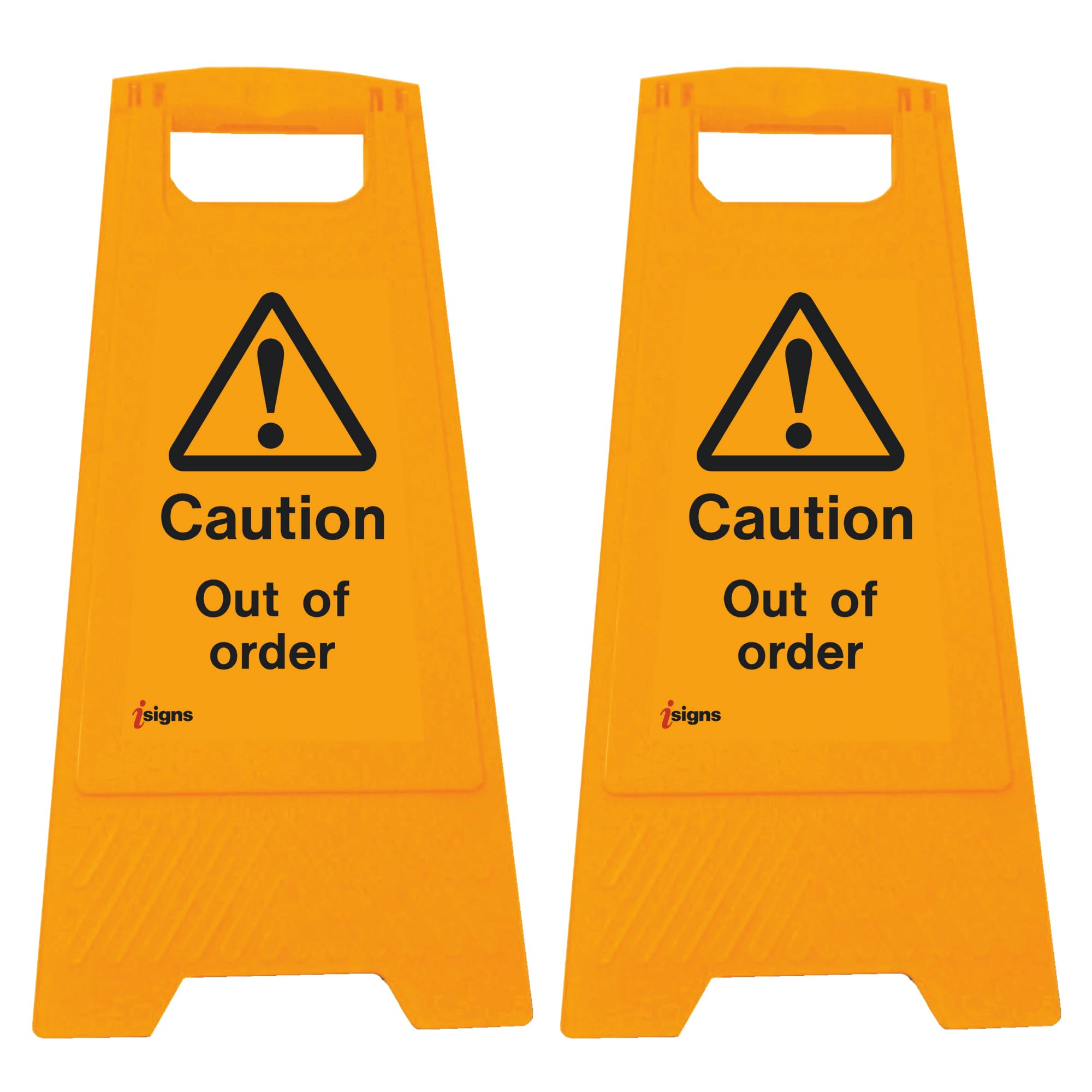 iSigns Floor Signs (Caution Out of Order) Free-Standing Danger Sign for Factories, Warehouses and More, A-Frame Site Safety Sign, 300x575mm Caution Sign (Pack of 2)