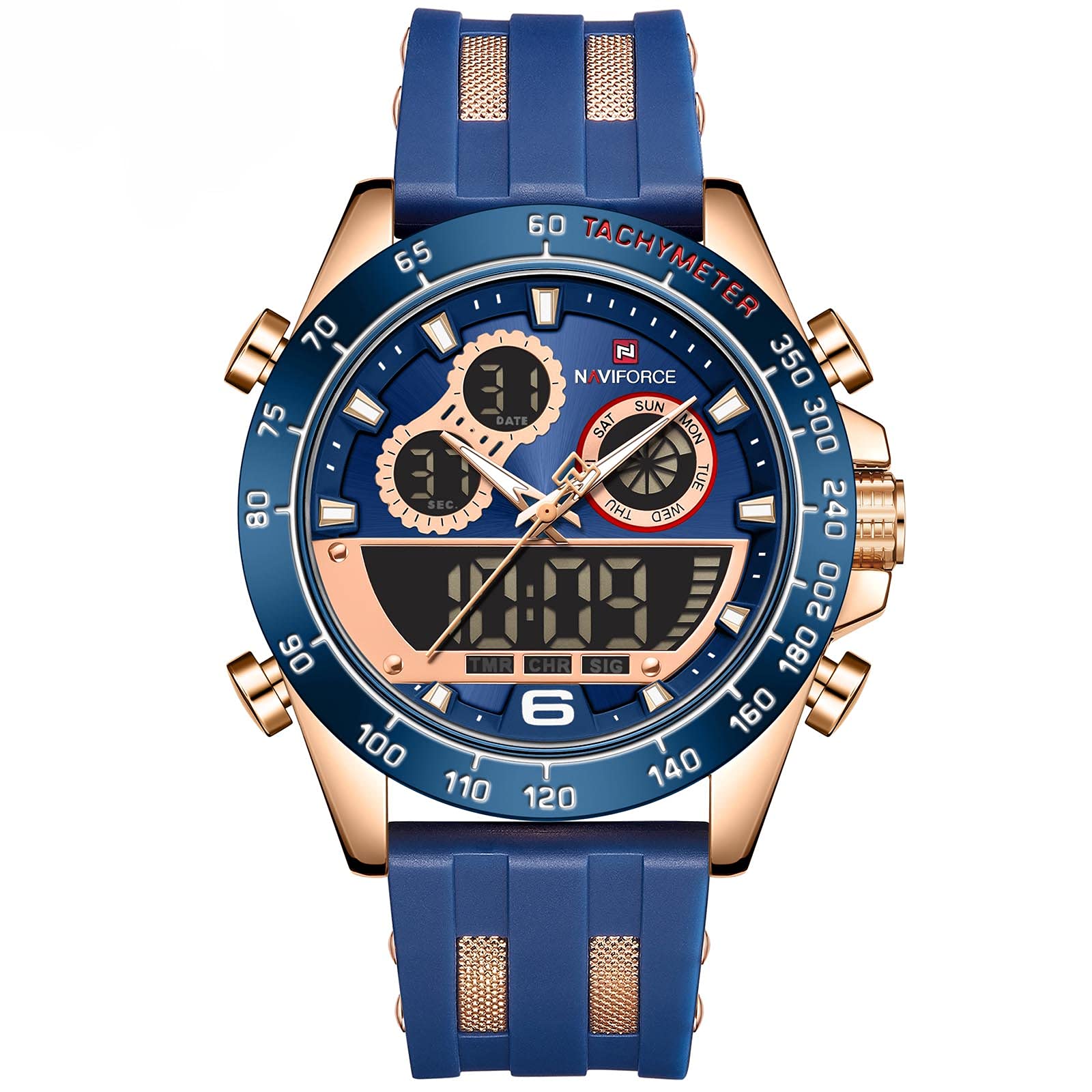 NAVIFORCE Mens Analog Digital Sport Watches Waterproof Multifunction Chronograph Silicone Strap Watch (B095YRFZM5) Amazon Price History, Amazon Price Tracker