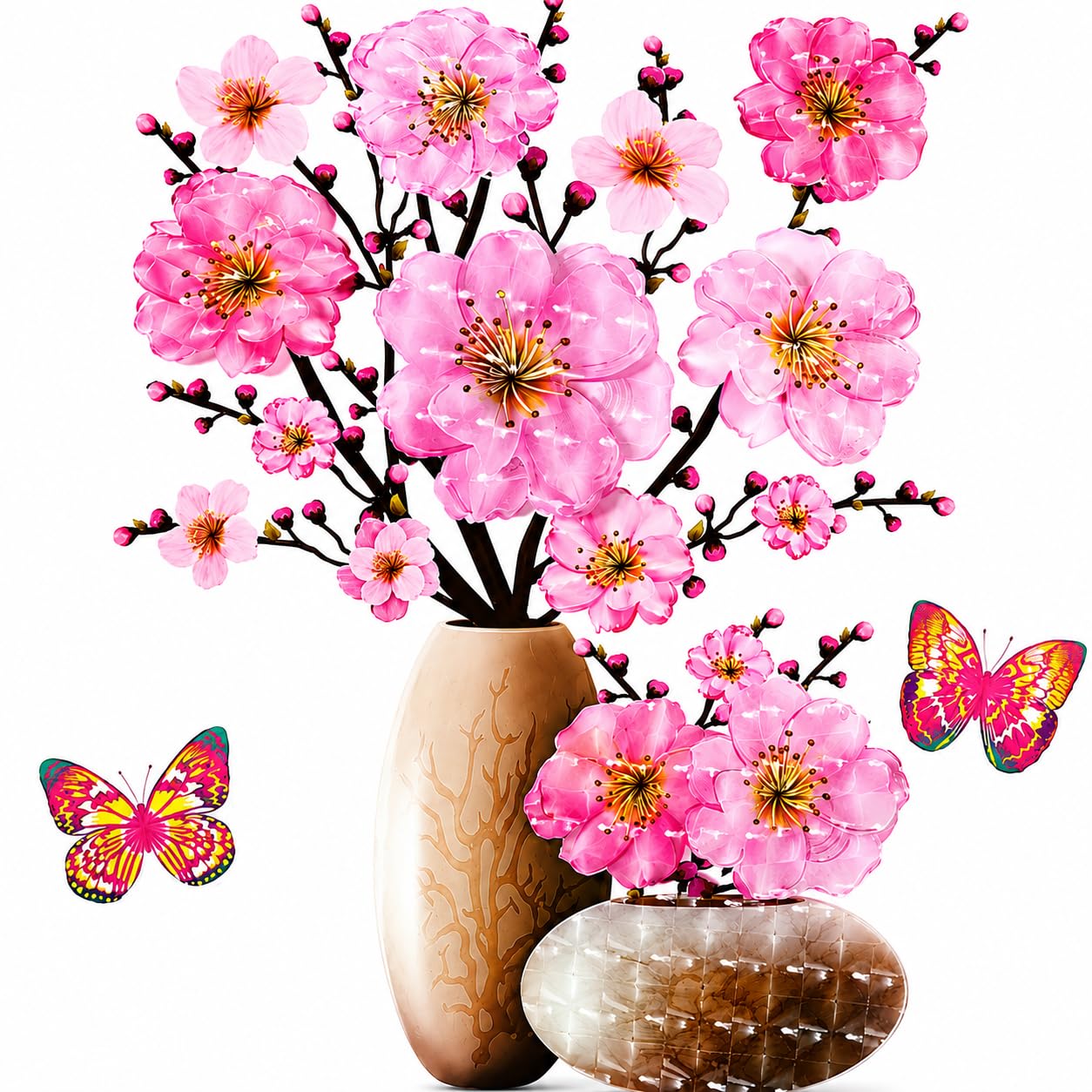 SPHINX 3D PVC Floral Wall Stickers | Peel & Stick Wall Decals for Living Room, Bedroom, Fridge, Almirah & Home Decor (40 x 30 cm)- (Baby Pink Blossom Art A010)