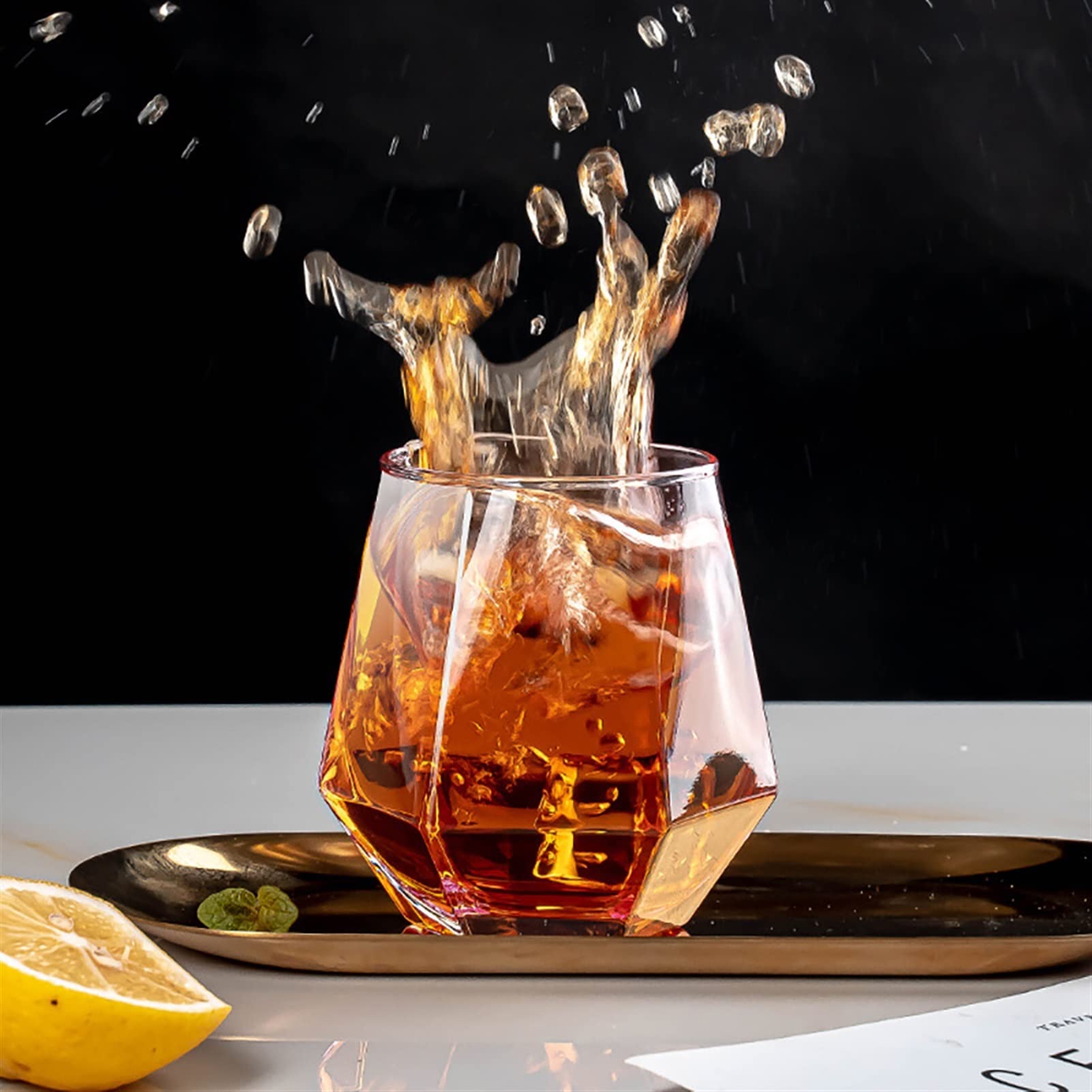 Bicchieri Acqua Vetro Forma di diamante Bere occhiali da bicchieri colorati tazze di vetro cocktail champagne vino whisky occhiali da cucina in vetro (300 ml) Bicchieri Acqua ( Color : D )