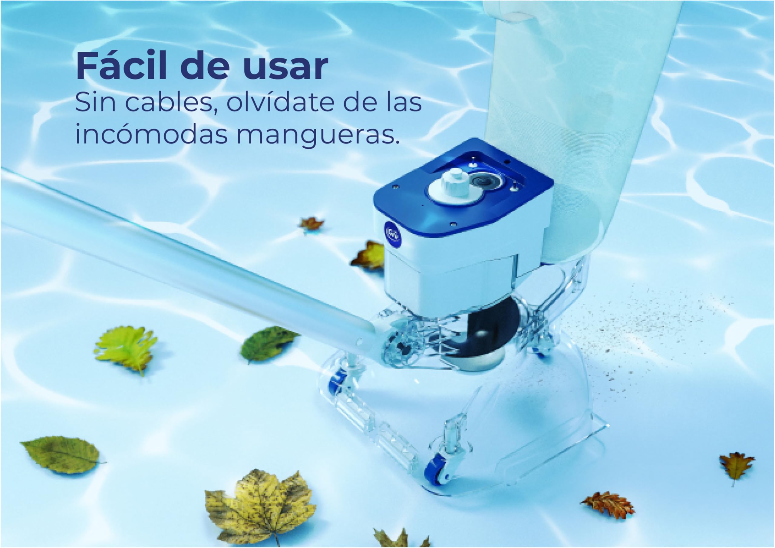 Leaf Eater, Limpiafondos de batería sin Cables, para Piscinas elevadas y enterradas, con Filtro Extragrande 6L - Gre LE75