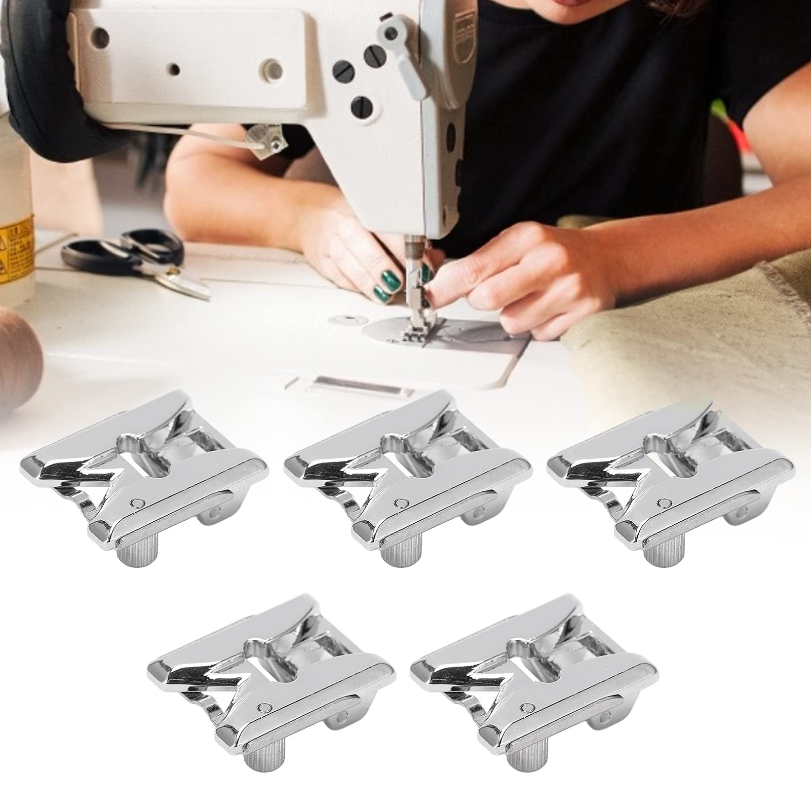 Kit 5 Prensatelas Para Máquina De Coser - Pie De Cremallera, Acero Inoxidable, Compatible Con Domésticas