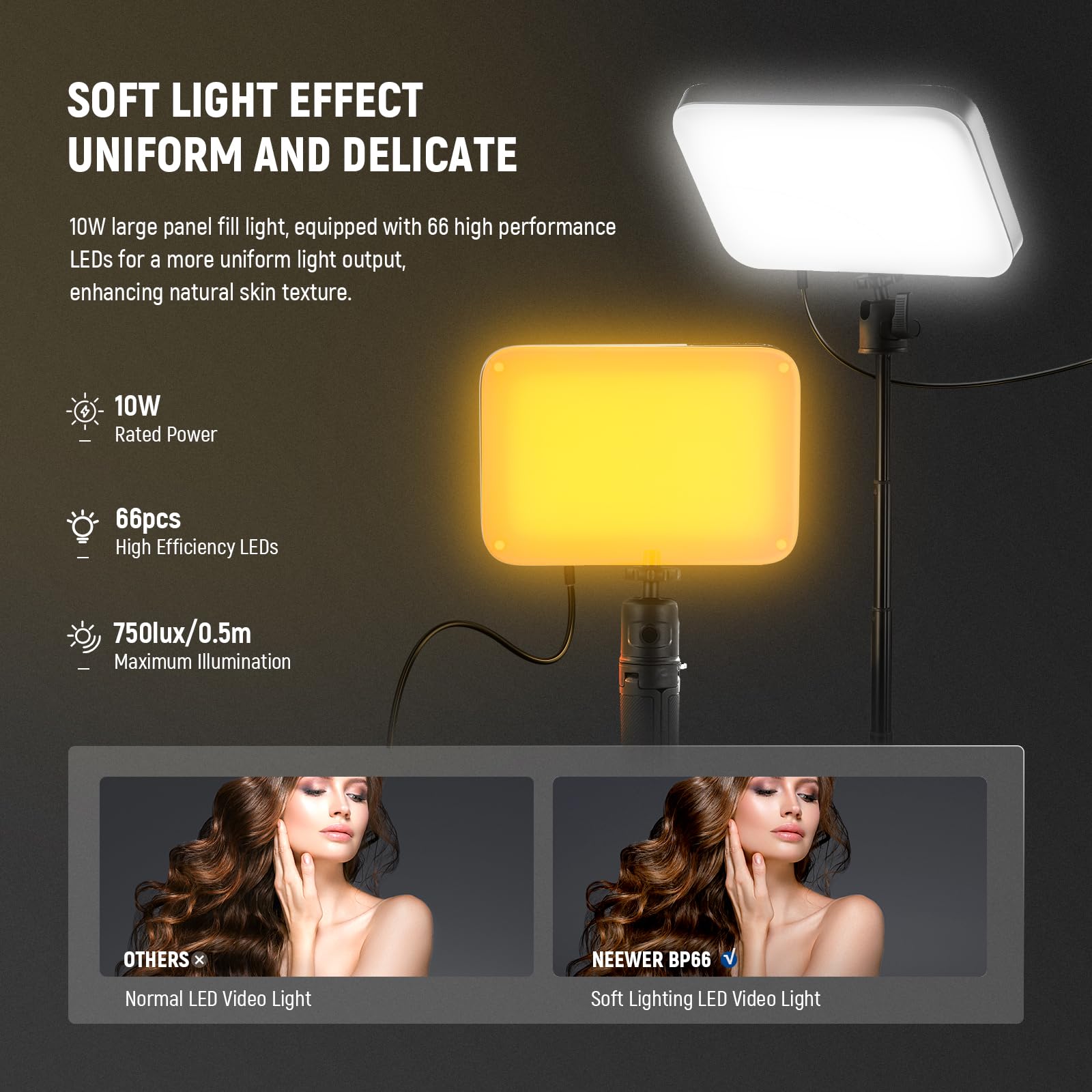 NEEWER Basics BP66 zestaw 2 lamp LED do wideokonferencji, oświetlenie stołowe, stojak na statyw/filtry, do kamery internetowej, komputera, laptopa, zoomu, makijażu, strumieniowego przesyłania selfie
