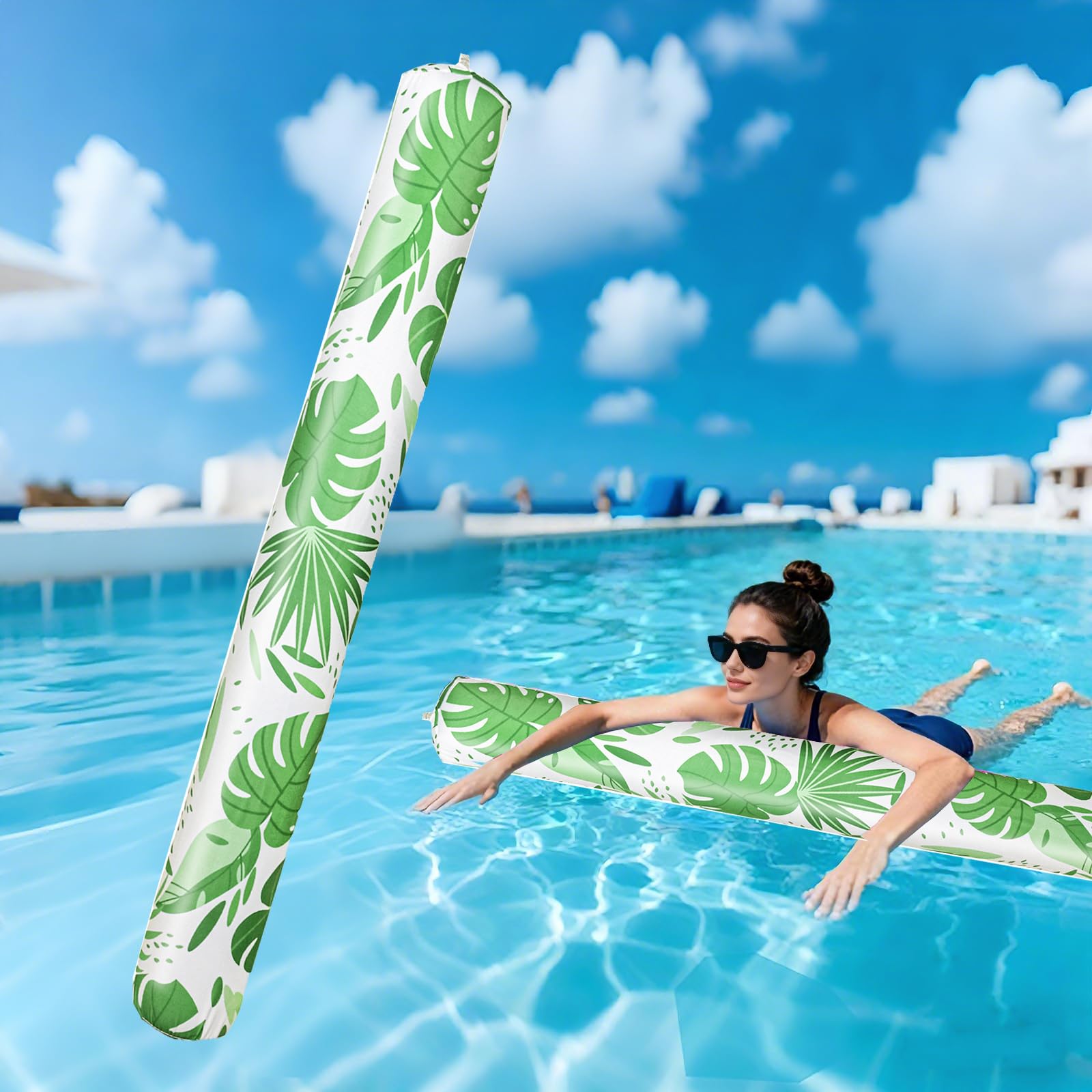 Photo 1 of Btiztlla Inflatable Swim Pool Noodle - Green Palm Leaf