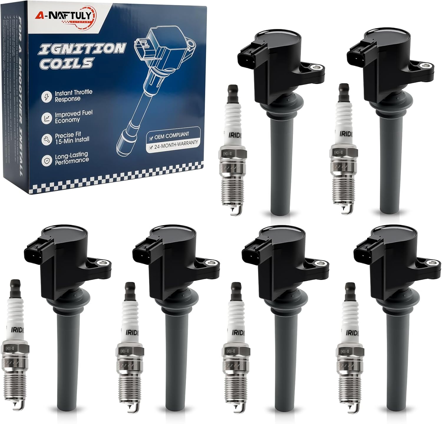 Ignition Coil Pack Iridium Spark Plugs 6 Packs for 3.0L V6 Ford Escape Five Hundred 500 Freestyles Taurus Mazda Tribute Mercury Mariner Montego Sable 2001 2002 2003 2004 2005 2006 2007 2008, DG500