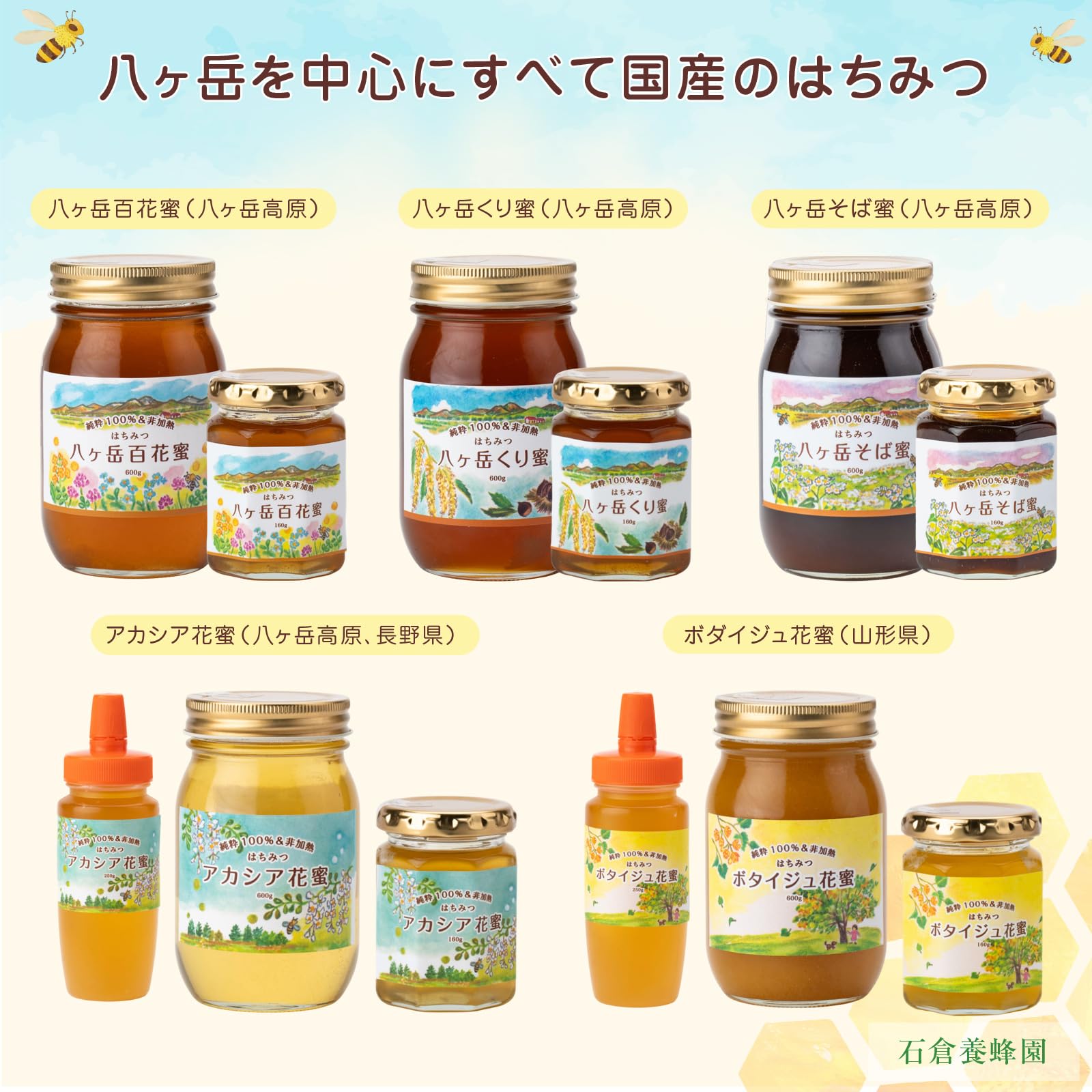 Amazon | 国産 純粋はちみつ 非加熱 無添加 生はちみつ【石倉養蜂園