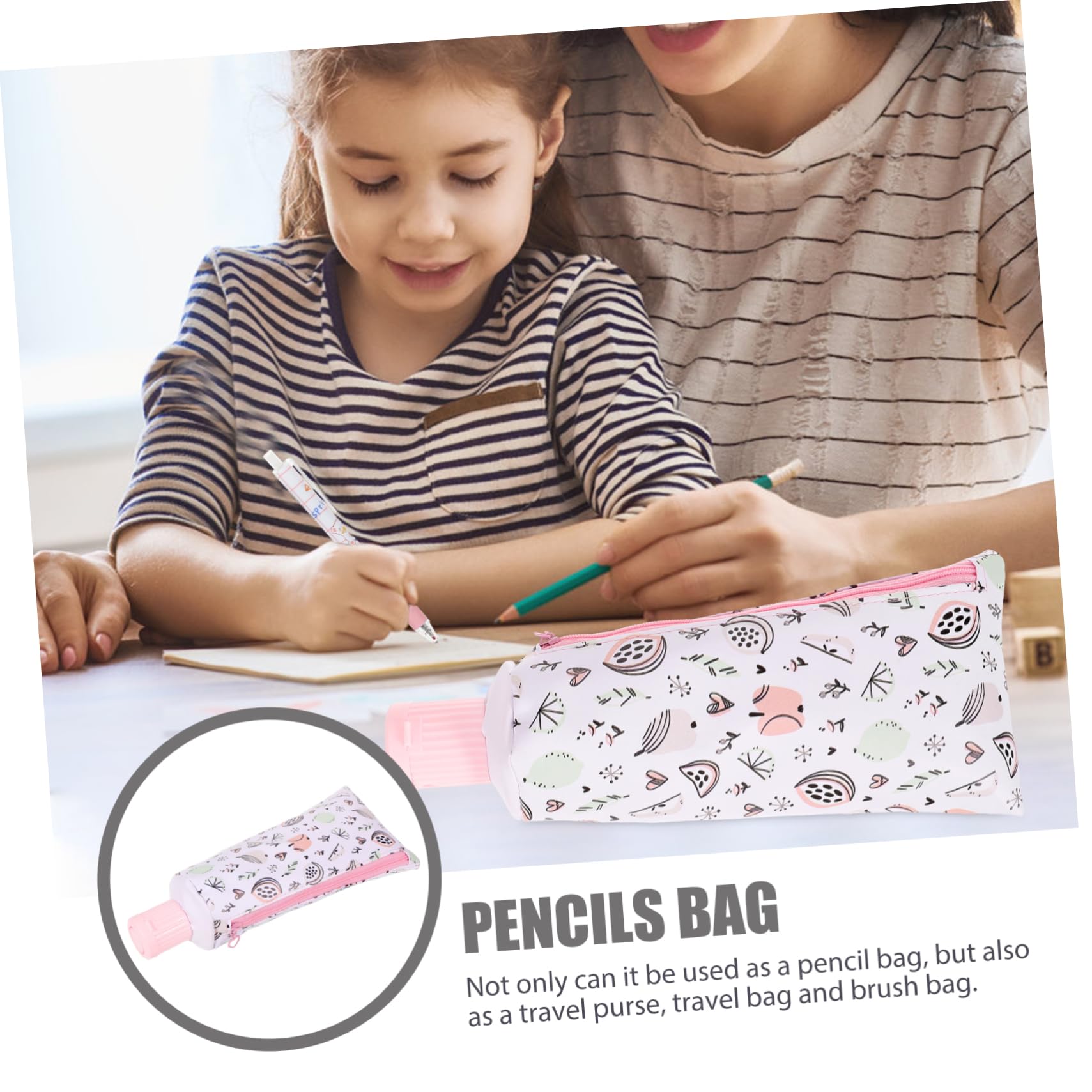 DOITOOL Trousse à Crayons Zippée en Cuir Portable et Multifonction, Design Compact et Cartoon, pour Ranger Stylos et Fournitures Scolaires Un Paquet à Dos
