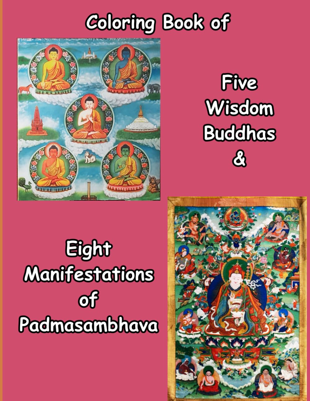 Coloring Book of Five Wisdom Buddhas and Eight Manifestations of Padmasambhava