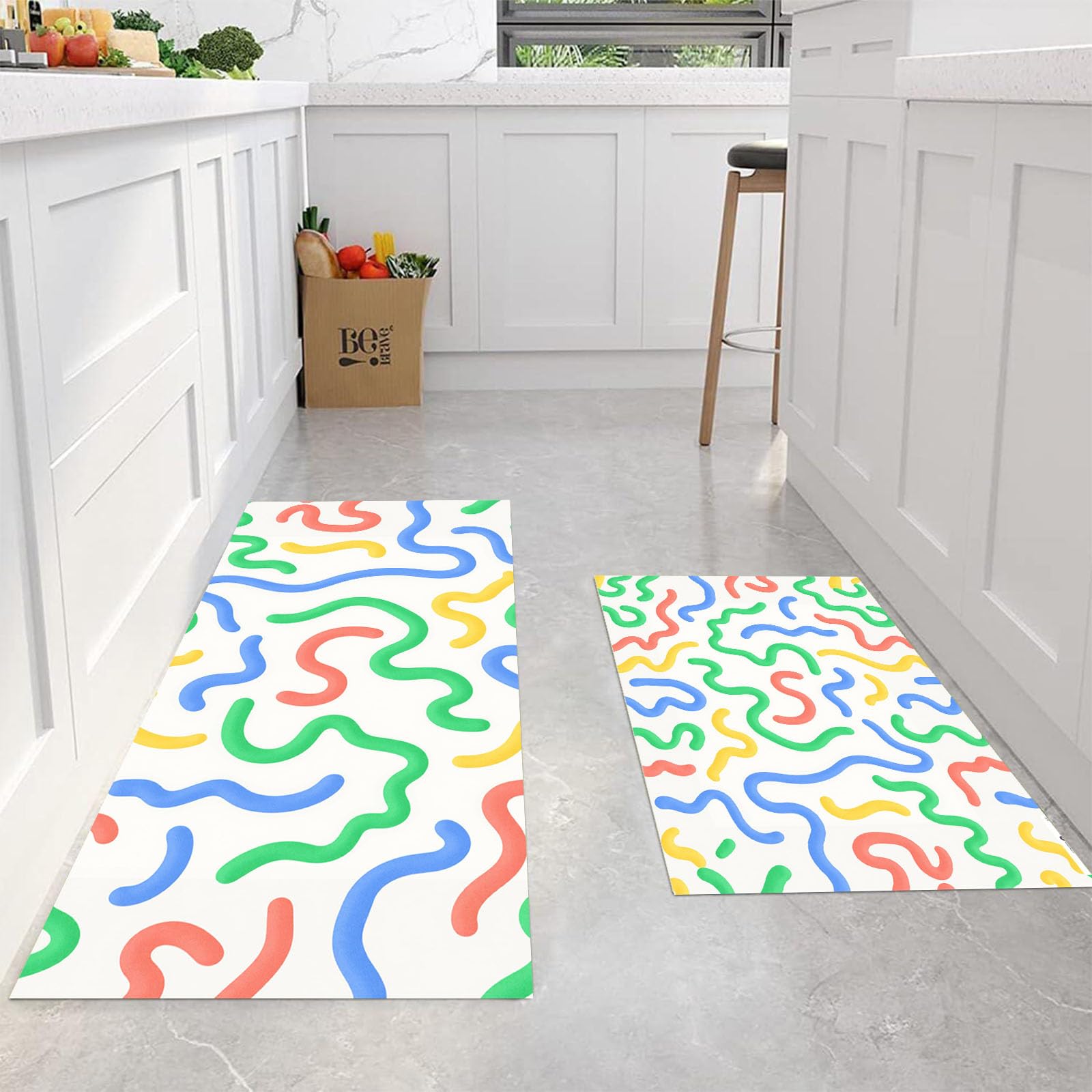Alfombra pasillo abstracto moderno DUOTCYELE que soluciona los suelos fríos del lavadero