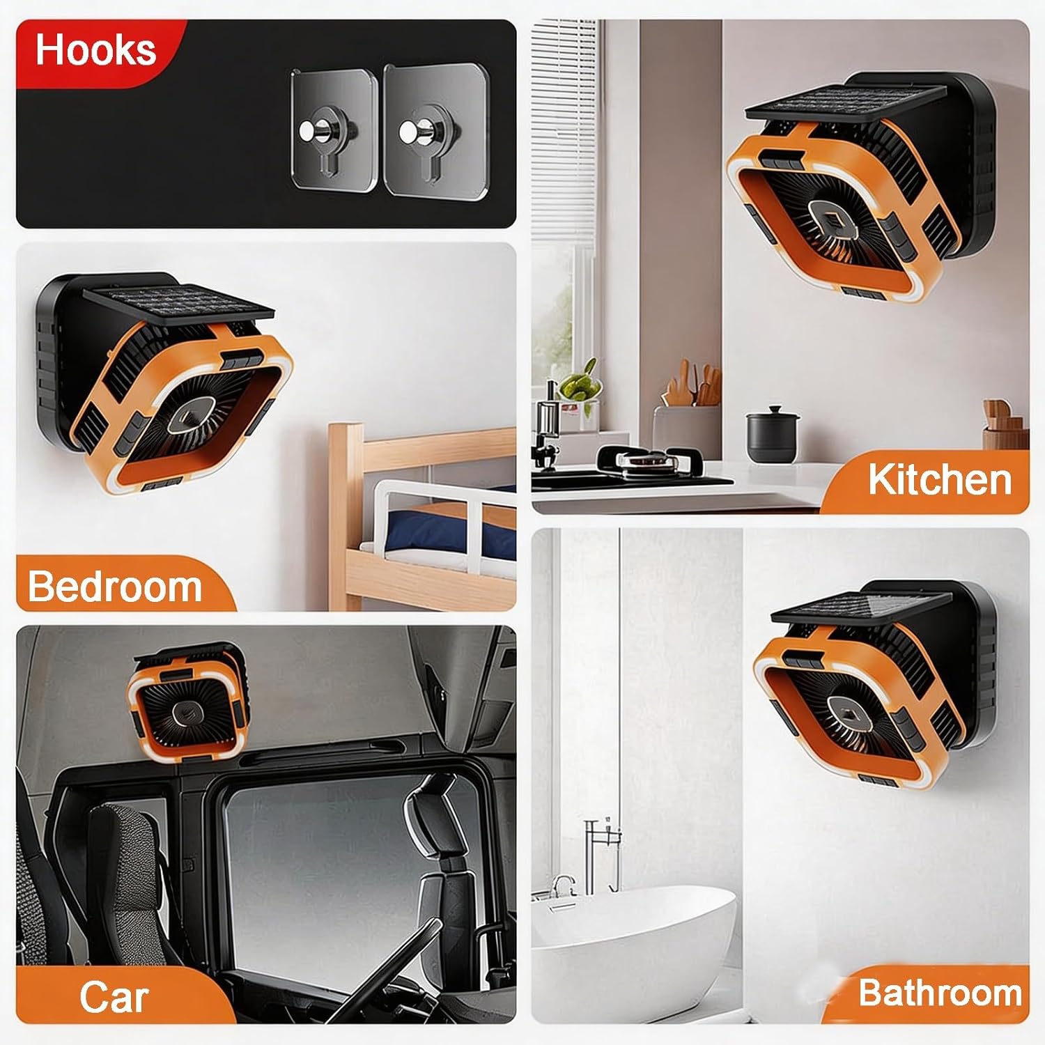 Foldable Solar Fan, Portable, 6-speed Setups, Timer Mode, ABS, Water Proof, Wireless, Office Desk Fans, Wide-angle Airflow, for Outdoor Camping, Bedrooms, and Kitchens