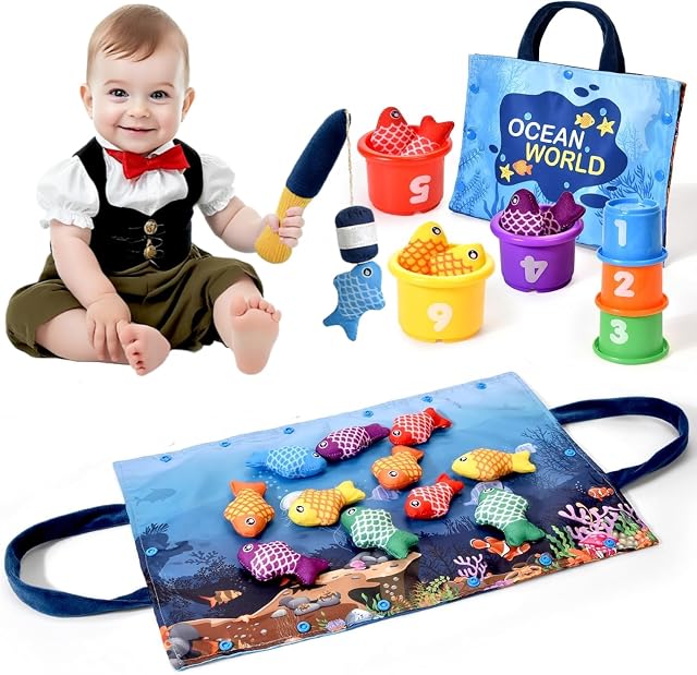 Tokiyis Juguetes Niños 1 2 3 Año,Montessori Sensoriales Educativos Juguete para Bebe 6-12-18 Meses, un Juego de Pescador, Juguete de Habilidades motoras para 1 2 3 Años Regalo de Cumpleaños Navidad