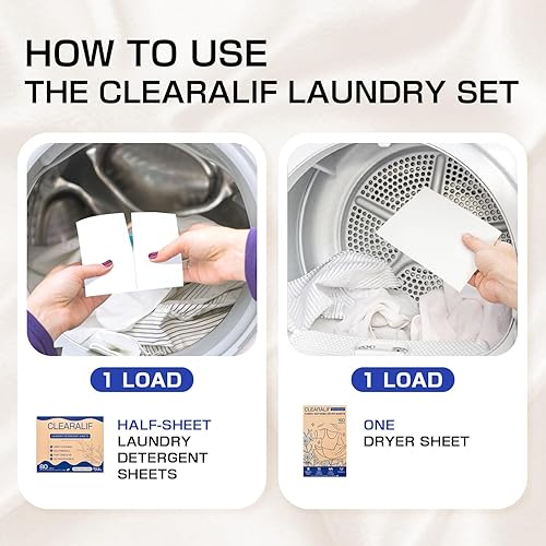 Miniatura 5 de Clearalif Kit de sábanas de detergente todo en uno, aroma de lino fresco, 160 hojas de lavandería + 160 hojas de secado, juego de ropa para