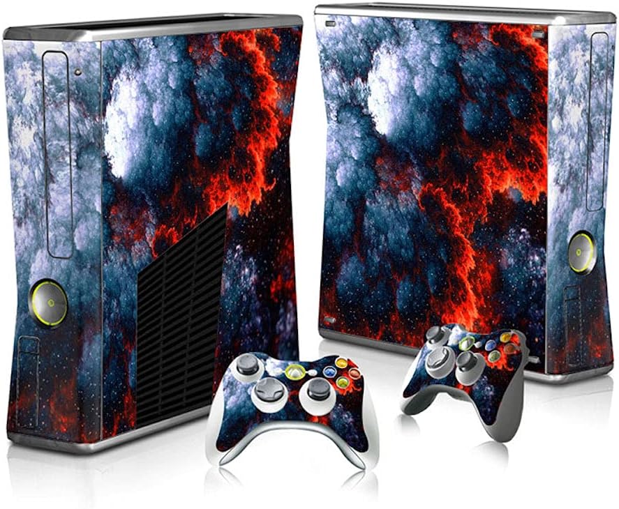 Whole Body Protective Vinyl Skin Decal Cover for Microsoft Xbox 360 Slim Console, Xbox 360 Slim Skins Wrap Sticker with Two Free Wireless Controller Decals - Magma