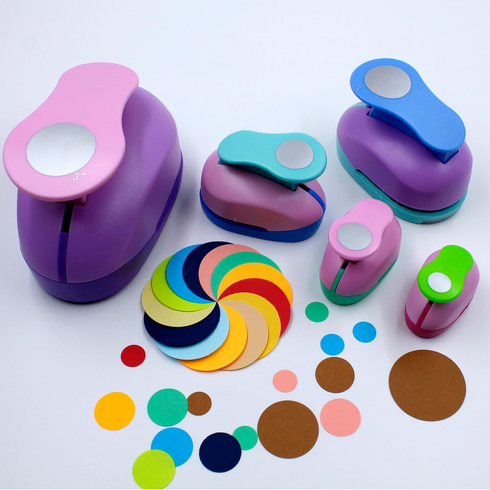 Sporgo Perforatrici rotonde, 4 pezzi, per fai da te, scrapbooking, album fotografici, artigianato, biglietti di auguri (9 mm, 16 mm, 25 mm, 38 mm)