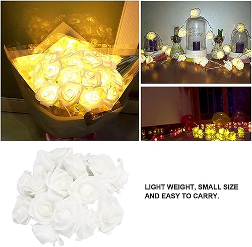 Miniatura 3 de Dioche Guirnalda de 20 luces LED de rosas, guirnalda de luces artificiales USB para decoración de boda del día de San Valentín (9.8 ft, 20 luces,
