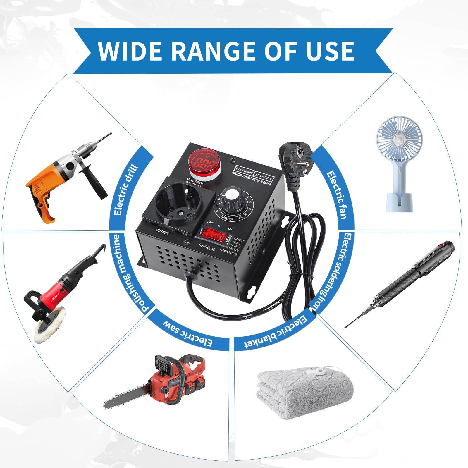 SWAWIS Variateur de Vitesse pour Moteur 220V Regulateur de Tension 220V AC 9A 4000W Variateur De Vitesse Régulateur de Tension pour le Contrôle de l'éclairage, de la Température et de la Vitesse