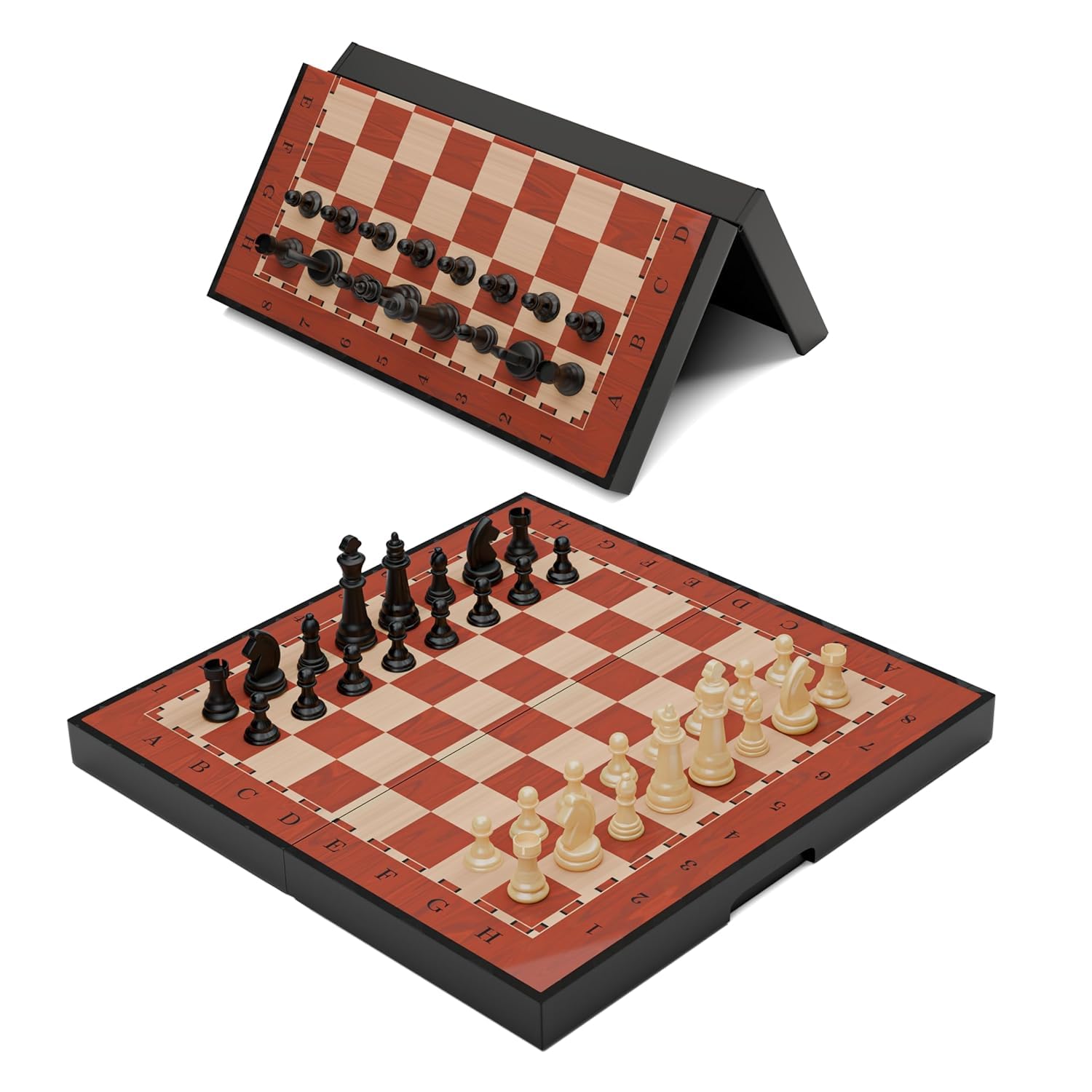 KIVANTO 9x9 Inch Foldable Plastic Magnetic Chess Board Set for Travel – KIVANTO 32 Pieces Magnetic Chess Game for Kids and Adults, Compact Portable Folding Chess Set (9x9 Inch)