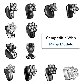 7 Blades Head Men\'s Electric Shaver Replacement Heads Floating Washable Shaver Replacement Blades for Bald Men (Silvery)