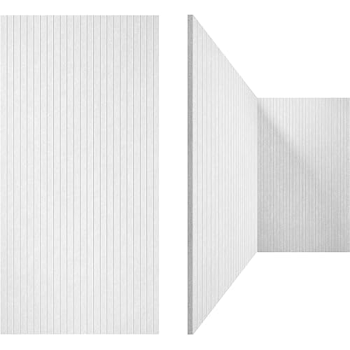 UMIACOUSTICS Art Acoustic Panels Sound Absorbing 3 Pack Premium Acoustical Wall Panel, 48" X 24" X 0.4" Decorative Sound Proof Foam Panels, Creative Slotting Design (Equidistant slot, White)