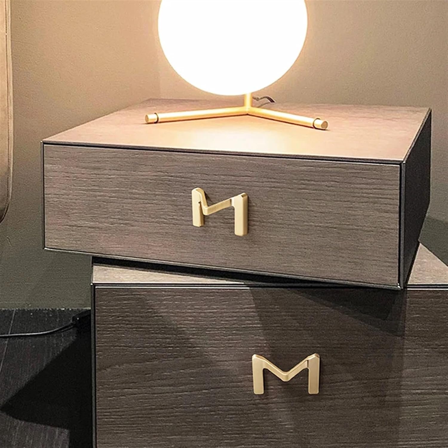 Creative Cabinet Handles Letters ML Handle Wardrobe Door Handle Brass Light Gold Drawer Pulls Furniture Hardware 1Pcs (Color : Black M-64mm)