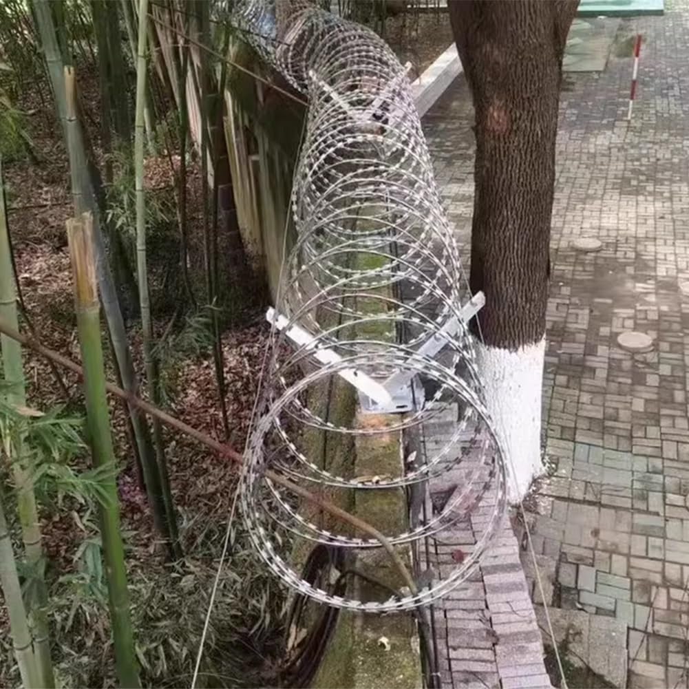 GZHERVICES Fil barbelé, Fil barbelé en Rouleau d'acier galvanisé, Fil barbelé en Ruban, Fil barbelé Concertina, Protection Contre Le vol et l'escalade(15m/49.21ft)