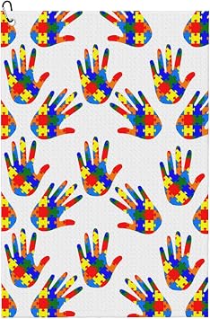 16 x 24 Inch Golf Towel with Clip for Golf Bag, Super Microfiber Golf Towel Autism Awareness