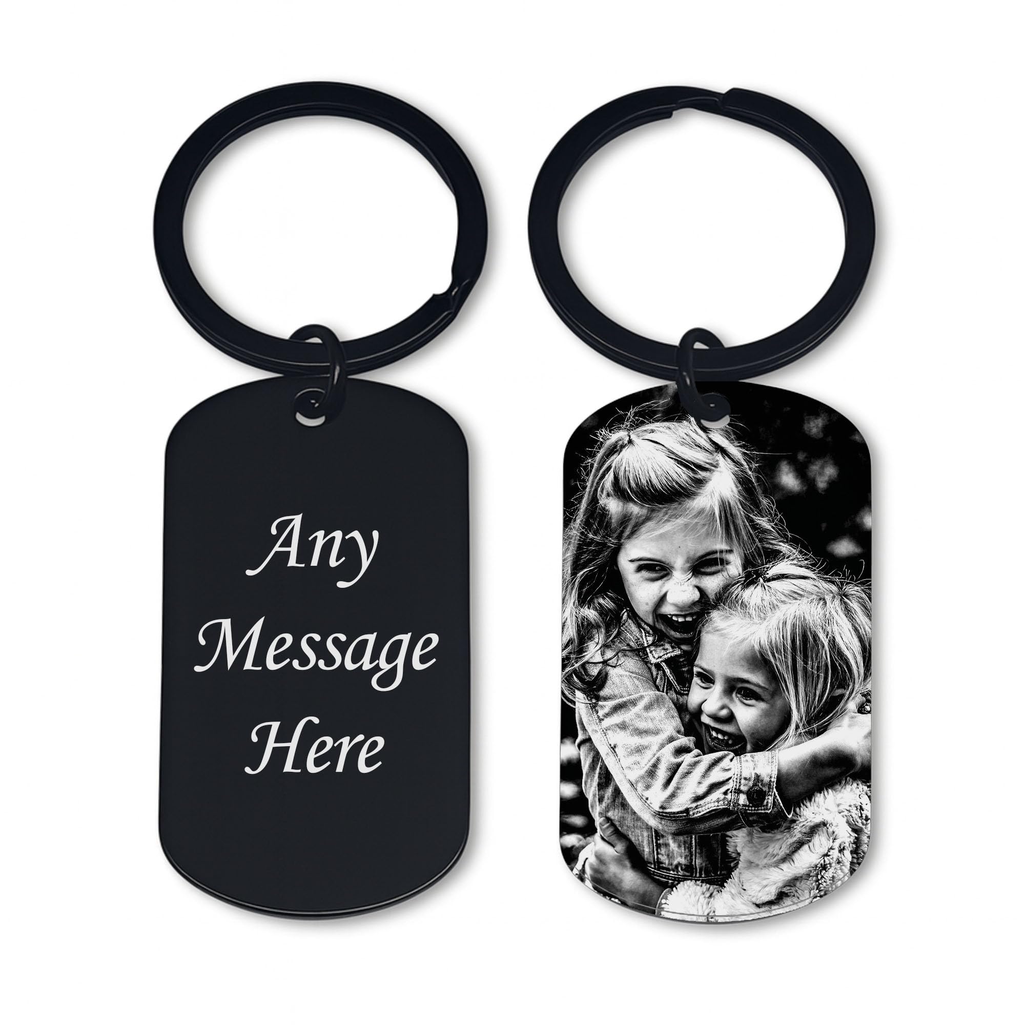 Gutegifts Men's Silver Personalised Engraved Keyring Dog Tag Gifts For Wo Mum Dad Grandad Nanny Grandma Photo Key Chain Keepsake Birthday Christmas Anniversary Mothers Day Fathers Day