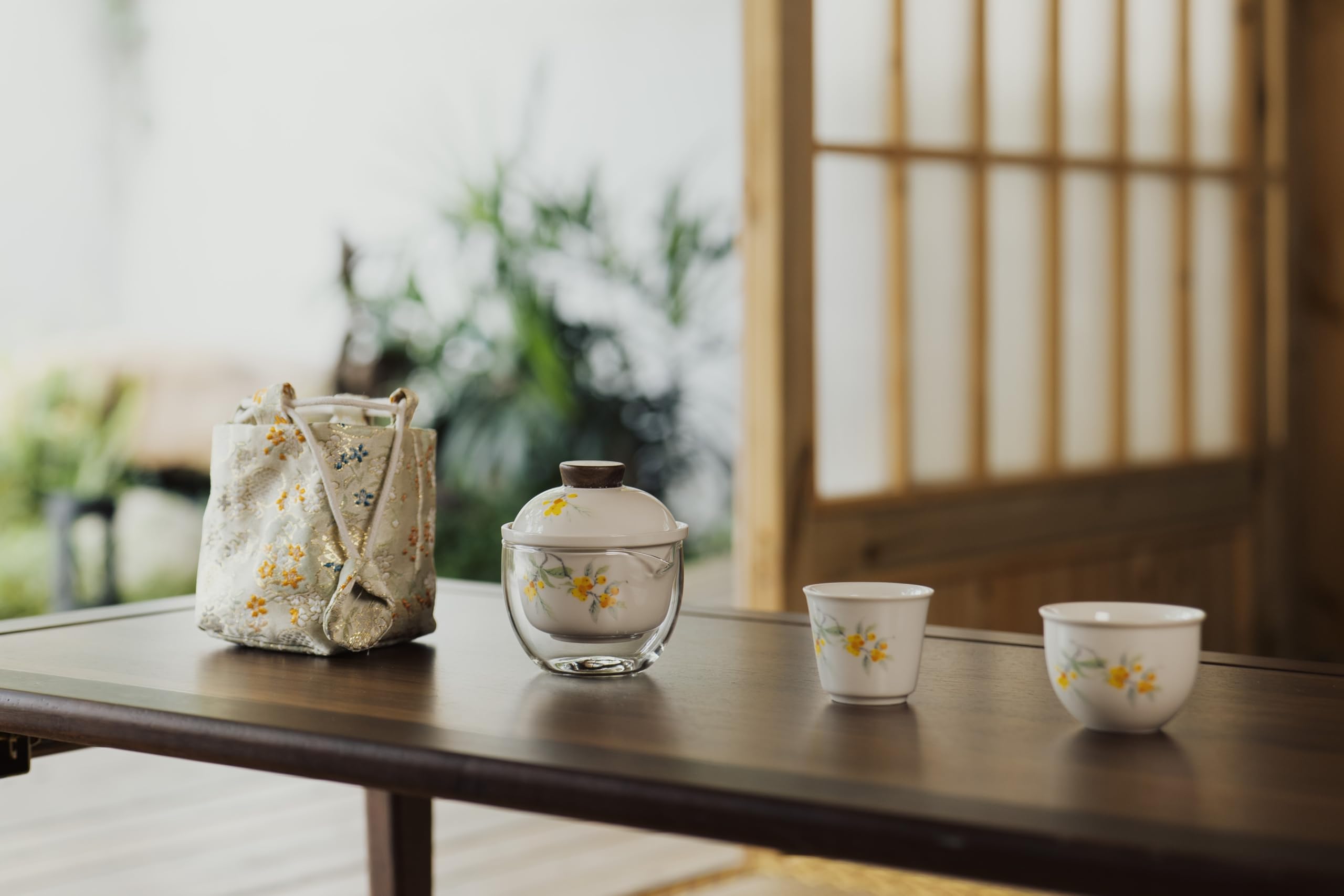 Amazon | 【茶器セット】花柄ガラス急須＆湯呑み2個 中国茶器セット