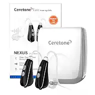 Ceretone OTC Hearing Aids for Seniors, Behind-the-Ear Hearing Aid with Intricon Chip & Knowles Speaker, 4 Modes & 6 Adjustable Volume, 200+H Battery Life, Lightweight Comfort Hearing Device, Black