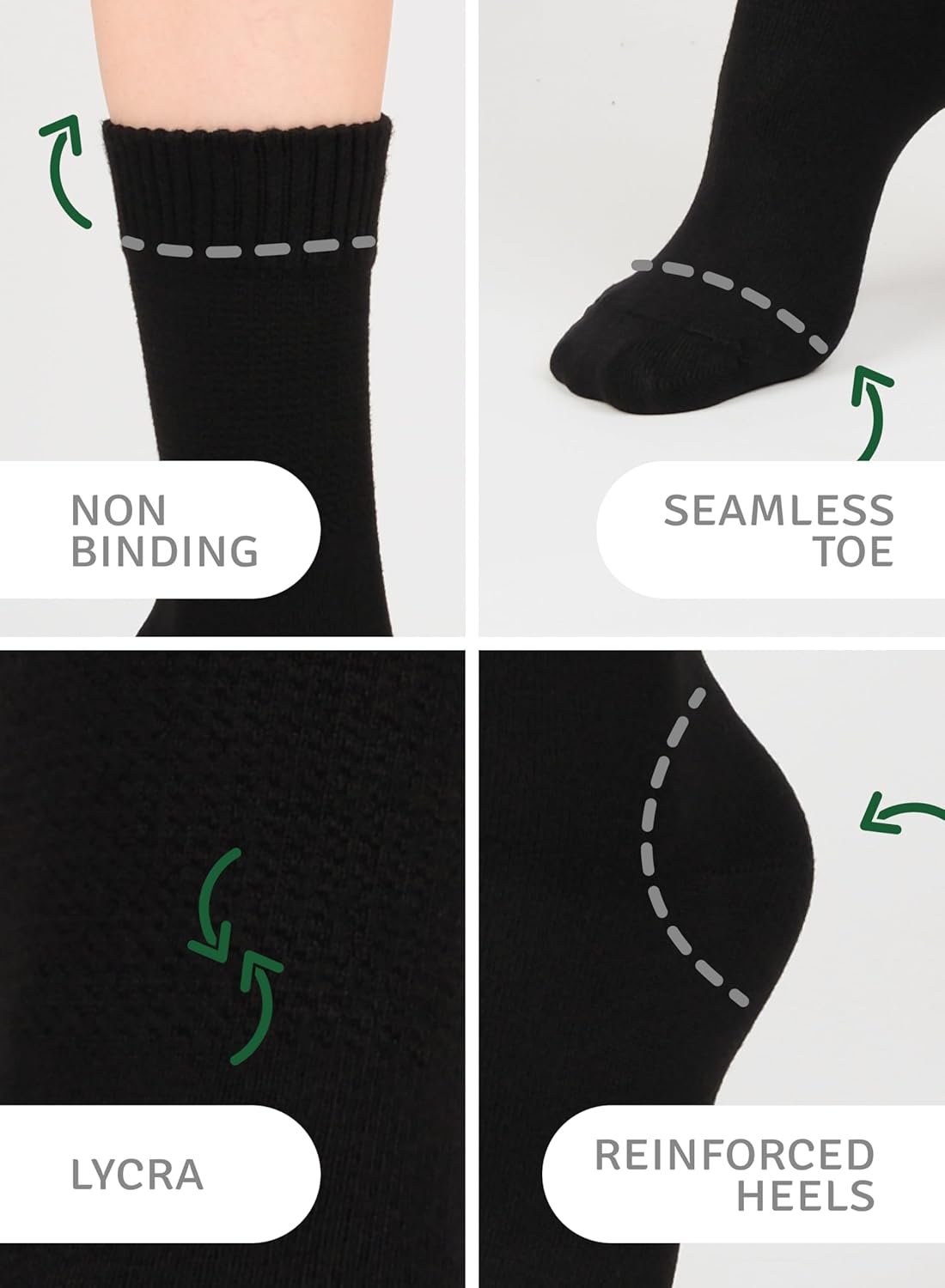 Women's Diabetic Crew Socks, Made with Rayon | Loose Fit, Seamless | Size 6-9/10-12, 3 Pairs - Image 3