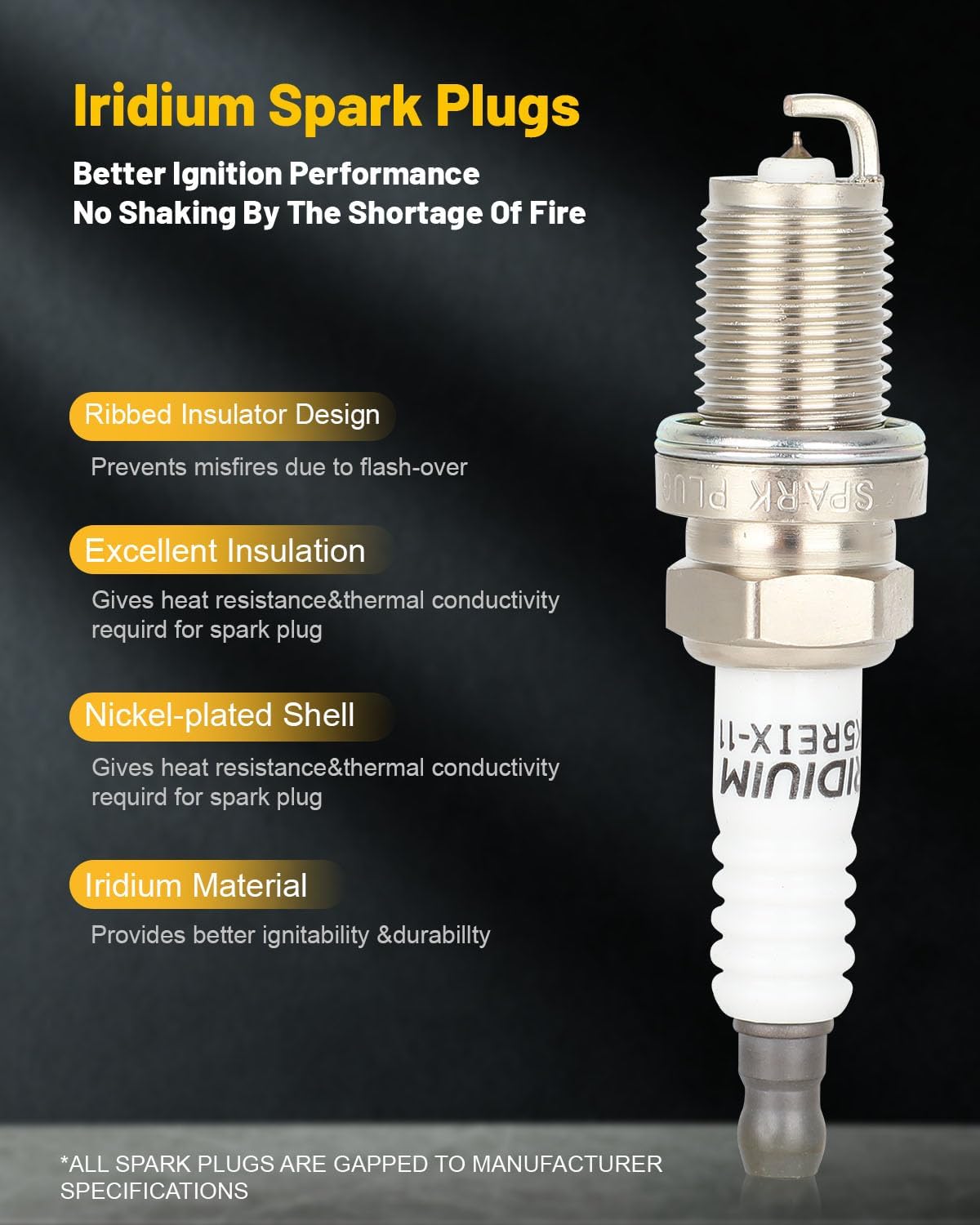 OCPTY 4 ignition coils with 4 iridium Spark Plugs fits UF247 5C1074 COP49 for Toyota Corolla Celica GT Prizm Vibe Matrix XR MR2 Spyder 2000-2009 L4 1.8L