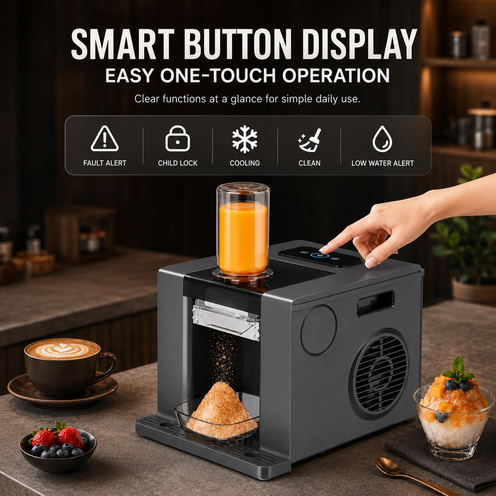 Máquina de Nieve de Leche 350W, Bingsu Maker con Botella 750ml, Control Inteligente de Un Toque para Bar Heladería Food Truck y Catering, Uso Diario Pro White