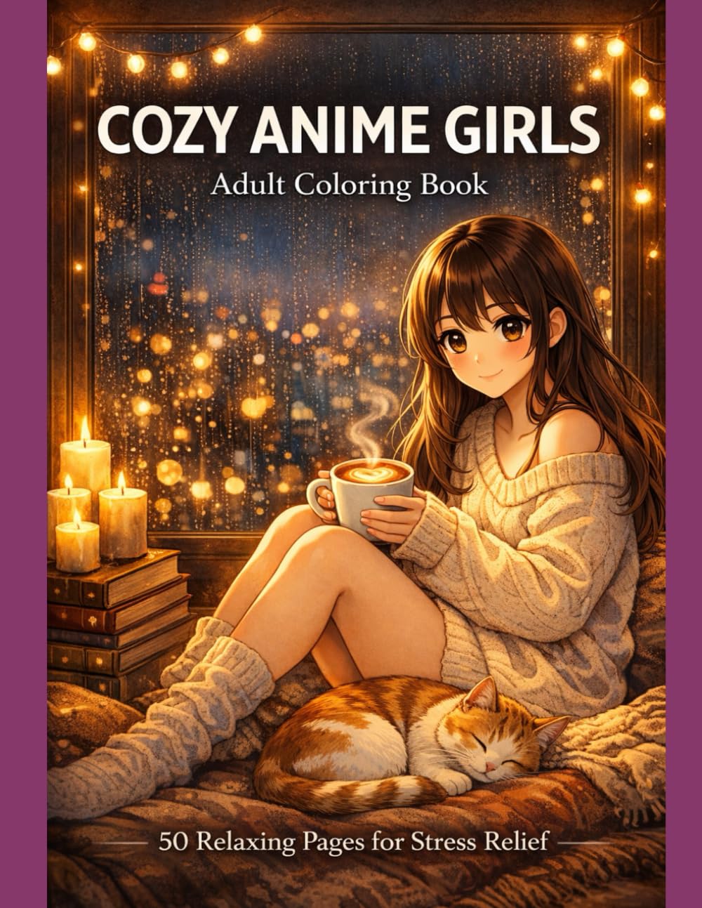 Cozy Anime Girls Coloring Book for Adults: 50 Relaxing Pages for Stress Relief & Calm