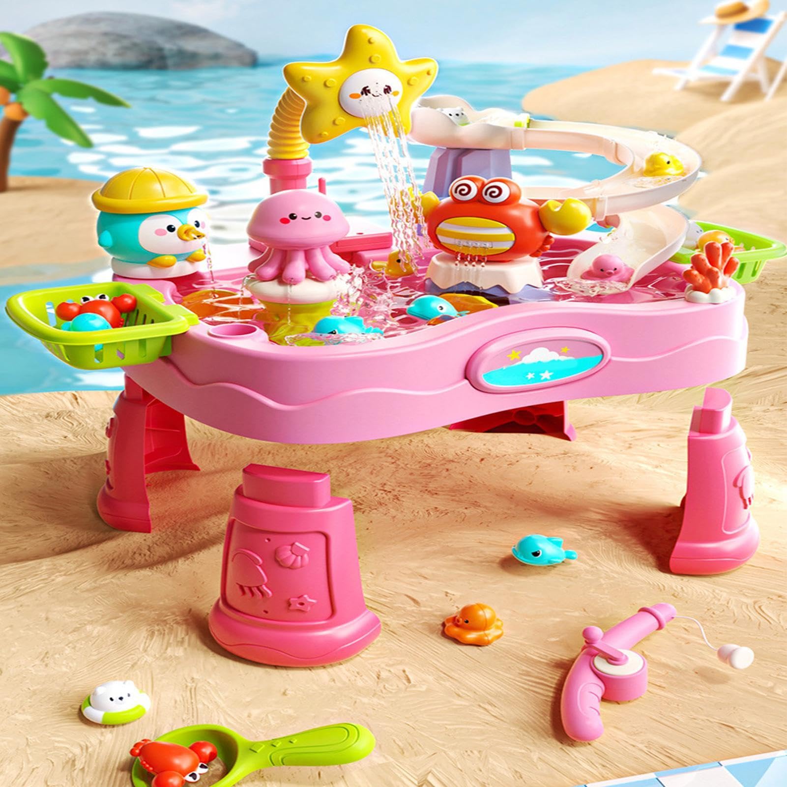 Wasserspieltisch für Kinder Elektrischer Farbenfroher Tragbarer Sommerspaß | Sommer Outdoor Wasser Aktivitätstisch Garten Hof Rasen Terrasse Balkon Pool Wiese Hinterhof