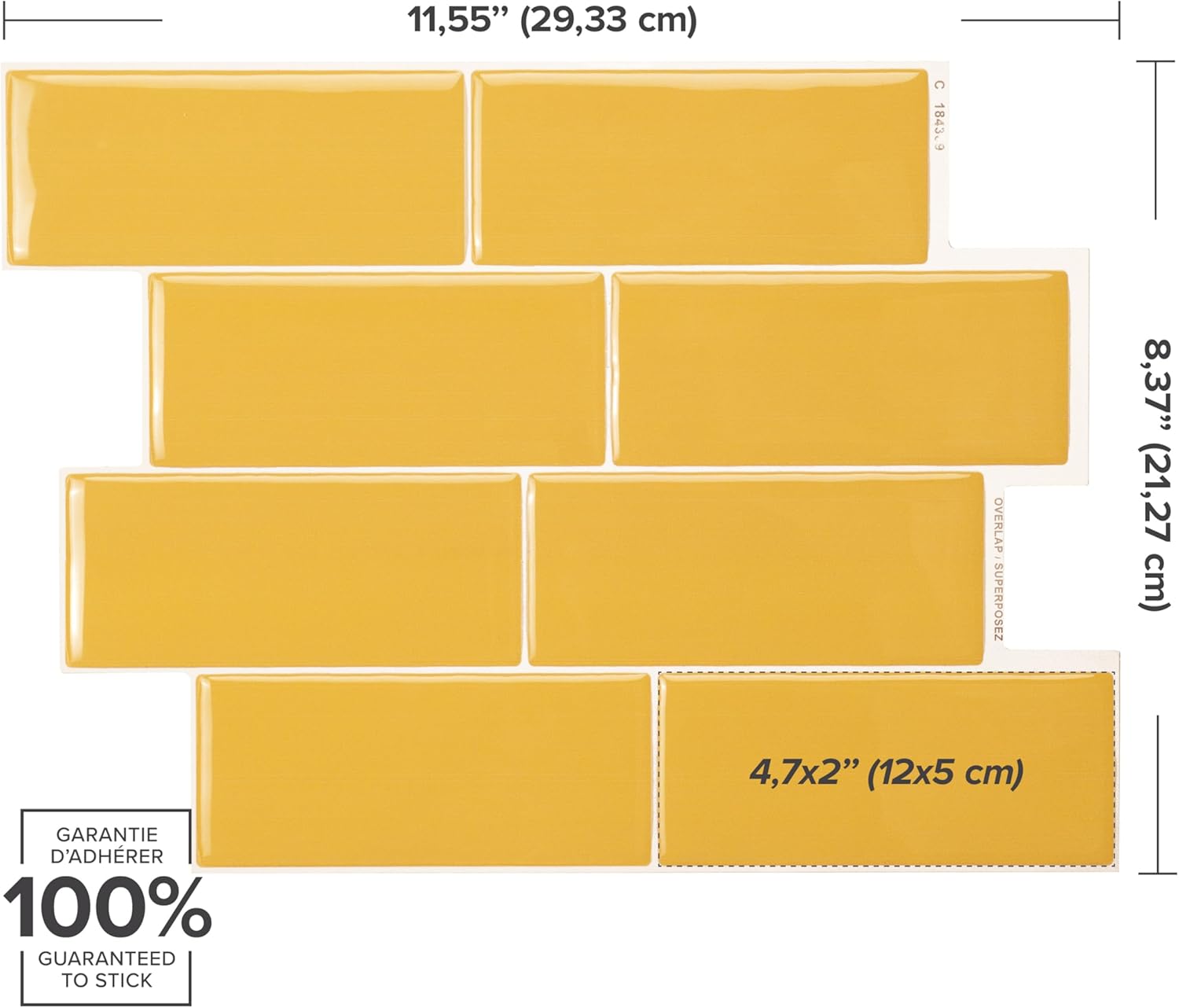 SMART TILES Peel and Stick Backsplash - 5 Sheets of 11.56" x 8.38" - 3D Adhesive Peel and Stick Tile Backsplash for Kitchen, Bathroom, Wall Tile