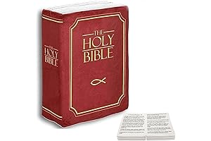 Openable The Holy Bible Pillow Plush with Bible Verse Imprint in Red