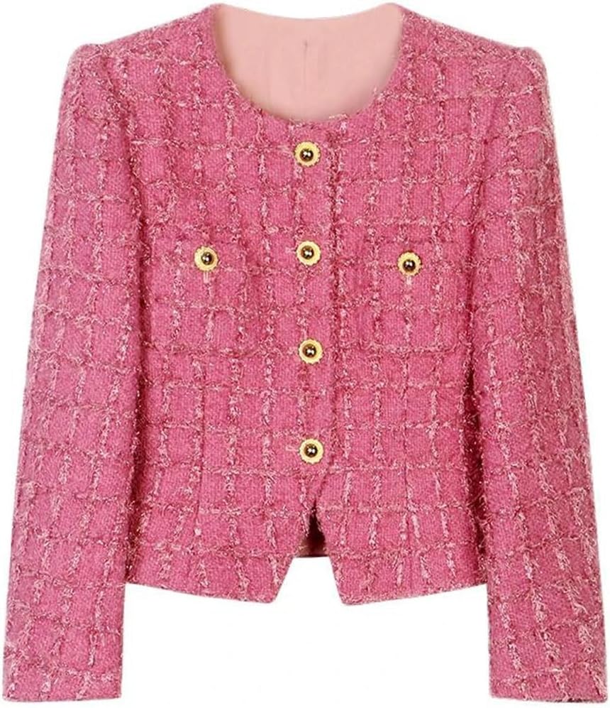 Women Round Neck Jacket Slim Casual Skirt Suit Two-Piece Set