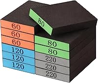 INBOF 12-Pack Sanding Blocks: 60/80/120/220 Grit Washable Reusable Sanding Sponges for Wood, Drywall, Furniture & Wall Repair