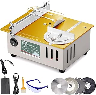 Huanyu Mini Table Saw 96W 9000RPM Hobby Electric Saw 7-Level Speed Adjustable 0-90 Angle 15MM Cutting Depth with Blade Mod...