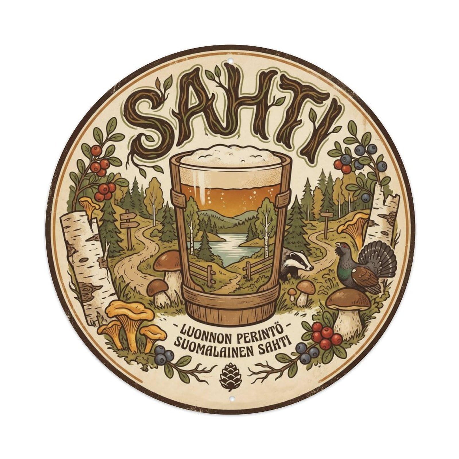 Sahti Farmhouse Ale Taproom Finnish Classic Sour Brew Metal Tin Sign