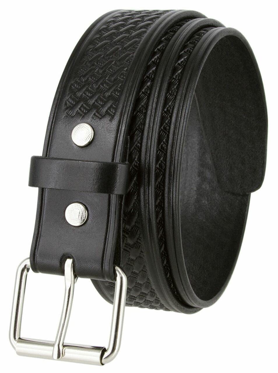 Utility Uniform Work Belt Basketweave Embossed One Piece Full Grain Belt 1 1/2"(38mm) Wide or Replacement Strap