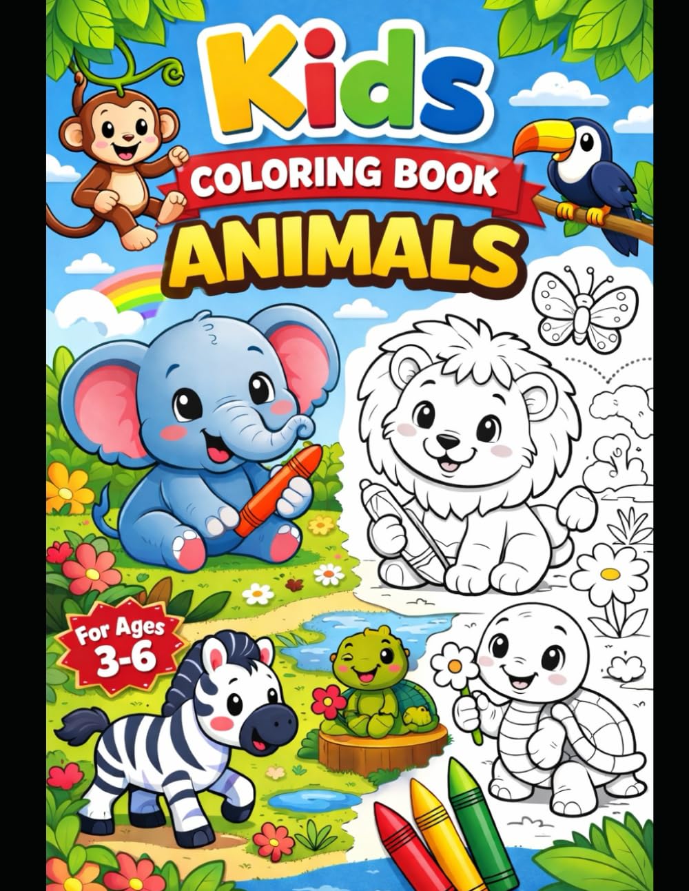Fun Animal Coloring Book for Toddlers and Preschoolers
