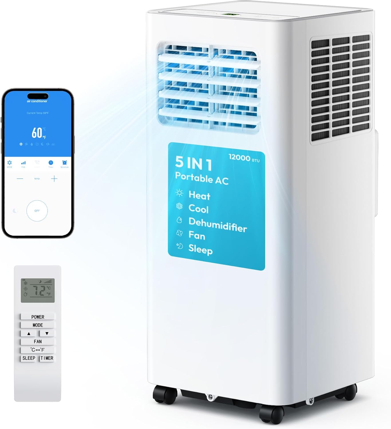 EUHOMY Portable Air Conditioners 12,000 BTU, 5in1 Portable