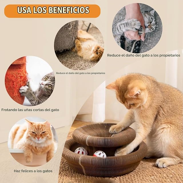 Foto 3 de 8 de xyuayamz Tablero Acordeón para Gatos, Rascador para Gatos Redonda, Magic Organ Juguetes Cats Interactivos