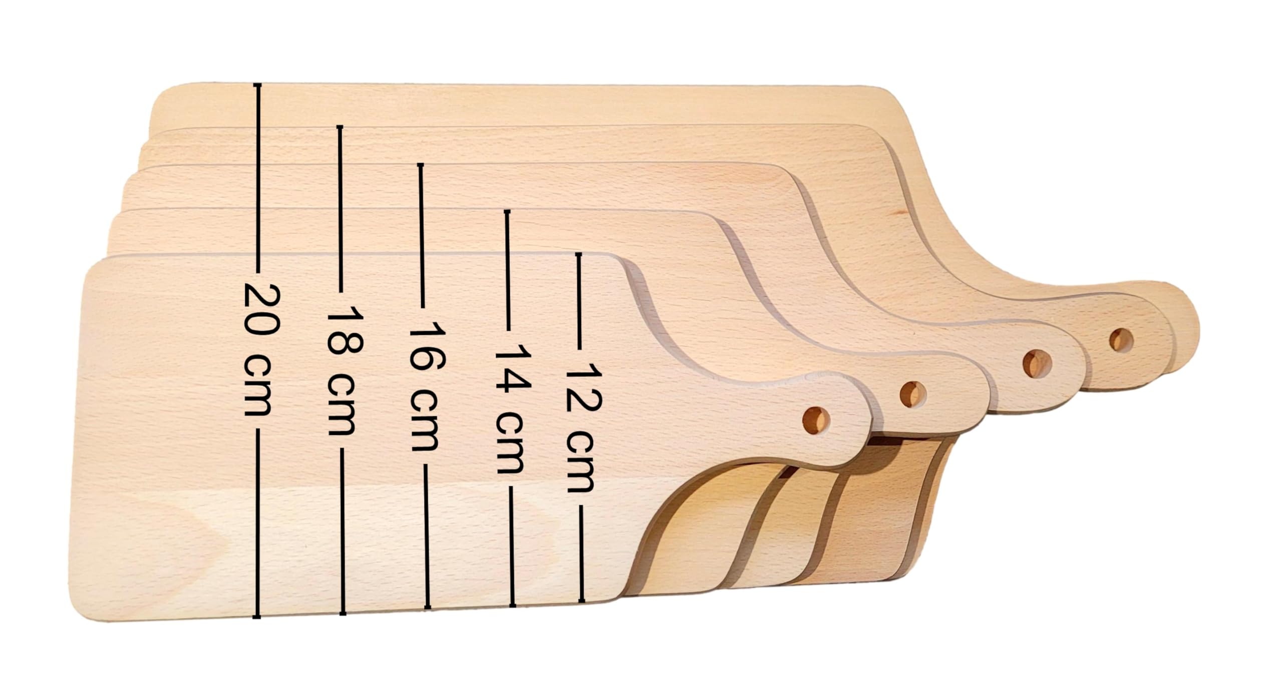 Wooden World - Juego de 5 tablas de cortar tradicionales de madera de haya, 5 tamaños