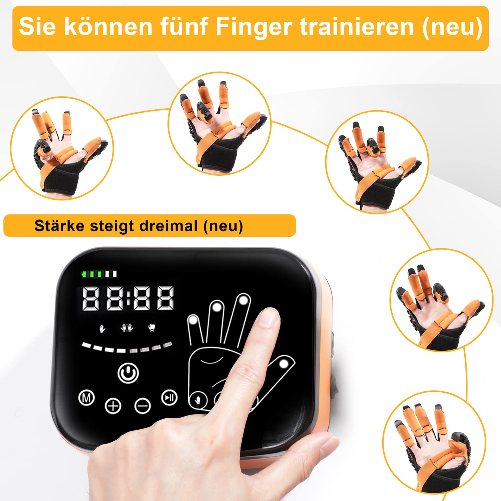 Verbesserte FingerHand Trainingsgerät, Hand Rehabilitation Robot Glove, Handtrainer Nach Schlaganfall, für Hemiplegie Fingertraining Rehabilitationsroboter Handschuhe, Rehabilitationstrainer Hand