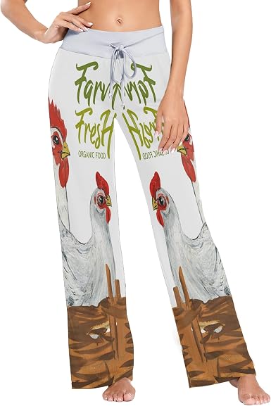 Amazon.com: Rooster - Pantalones de pijama para mujer, suaves y cómodos,  con cordón, pierna ancha, pantalones para correr, yoga, sudadera para  dormir : Ropa, Zapatos y Joyería