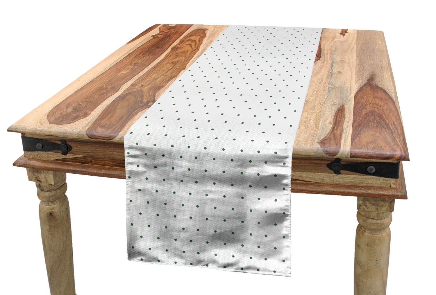 ABAKUHAUS Bianca Servizio all'Americana, Vintage Green Pois, Rettangolare Decorativo per Sala da Pranzo Cucina, 40 cm x 180 cm, Forest Green And White